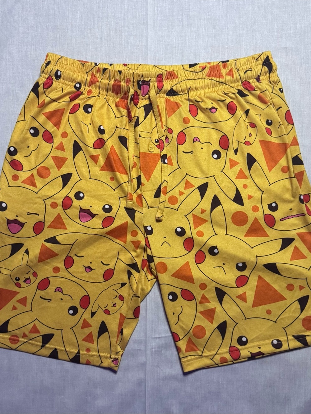 Yellow Pikachu Print Men’s Drawstring Shorts